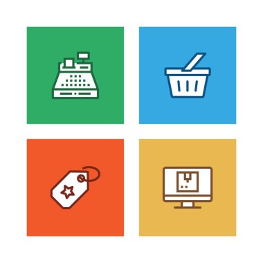 Alışveriş ve perakende satır Icon Set