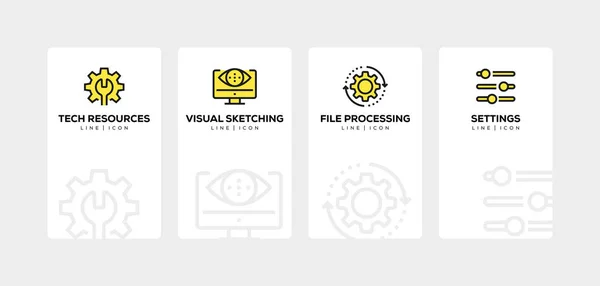 3D PRINTING AND MODELLING LINE ICON SET — Stock Photo, Image