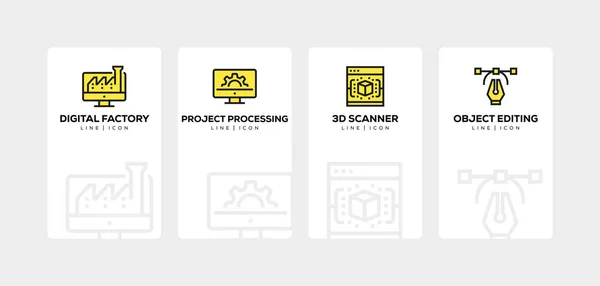 3D PRINTING AND MODELLING LINE ICON SET — Stock Photo, Image