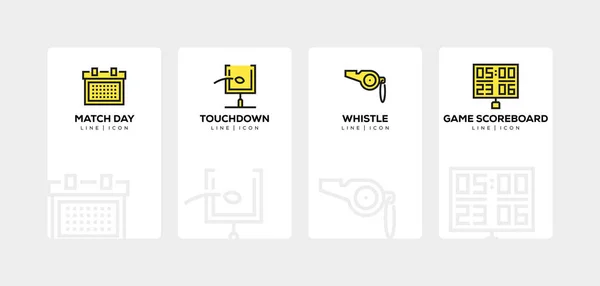 AMERICAN FOOTBALL LINE ICON SET — Stock Photo, Image