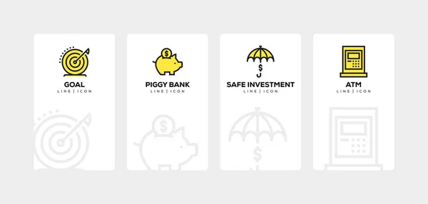 BANKING AND FINANCE LINE ICON SET — Stock Photo, Image