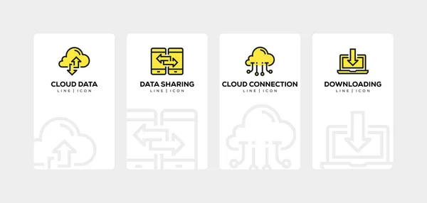 Conjunto de iconos de la línea de computación en la nube — Foto de Stock