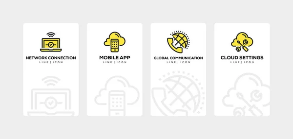 Cloud Data Technology Line Icon gesetzt — Stockfoto