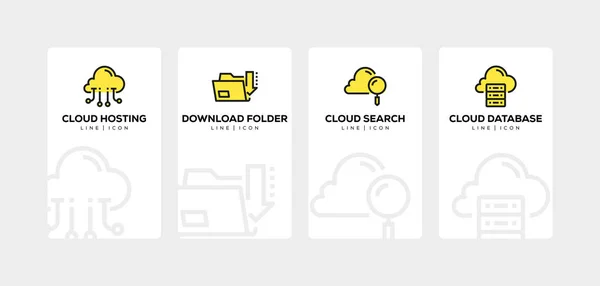 CLOUD DATA TECHNOLOGY LINE ICON SET — Stock Photo, Image