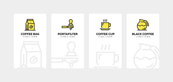 Koffie lijn pictogrammenset — Stockfoto