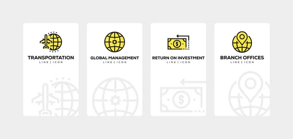 Global Business Line Icon Set — Stockfoto