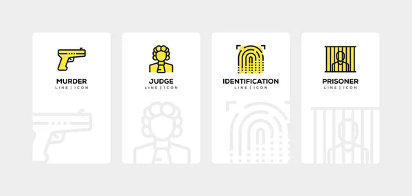 Právo a spravedlnost linie Icon Set — Stock fotografie