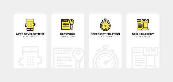 SEO AND DEVELOPMENT LINE ICON SET — Stock Photo, Image