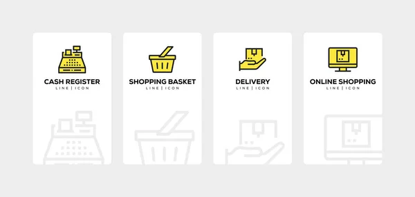 SHOPPING และ RETAIL LINE ICON SET — ภาพถ่ายสต็อก