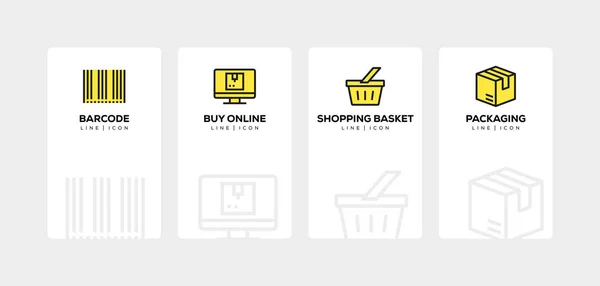 Shopping Line Icon gesetzt — Stockfoto