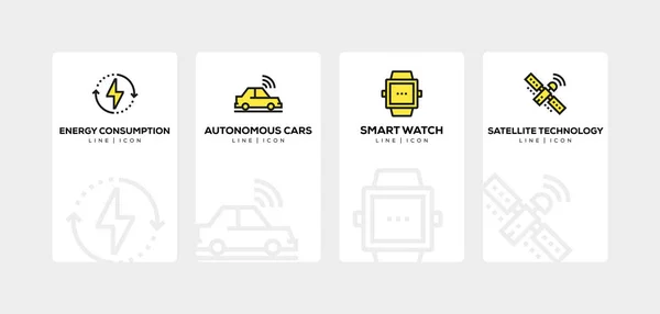 LINHA DE TECNOLOGIA SMART ICON SET — Fotografia de Stock