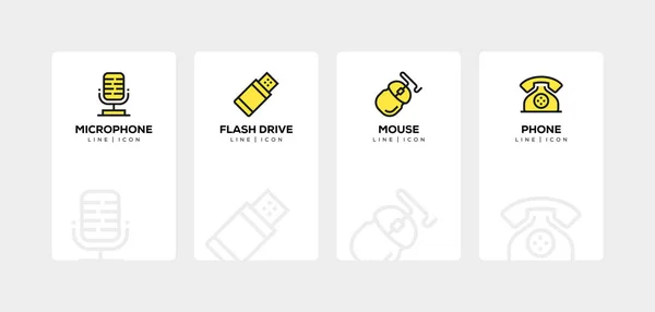 LINHA DE TECNOLOGIA E DISPOSITIVOS ICON SET — Fotografia de Stock