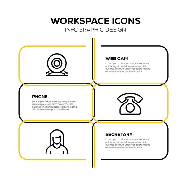 Symbolset Für Den Arbeitsbereich Illustration — Stockfoto