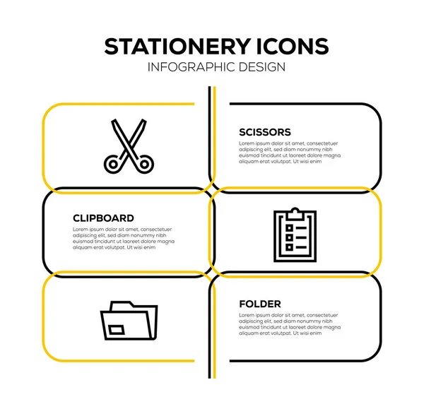 Stationery Icon Set Ilustración — Foto de Stock