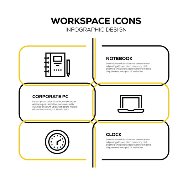 ワークスペースアイコンセット イラスト — ストック写真