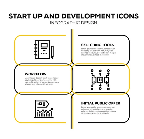 Εκκίνηση Και Ανάπτυξη Icon Set — Φωτογραφία Αρχείου