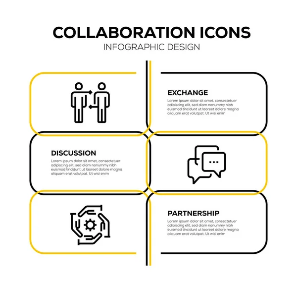 Collaboration Icon Set Illustration — Stockfoto