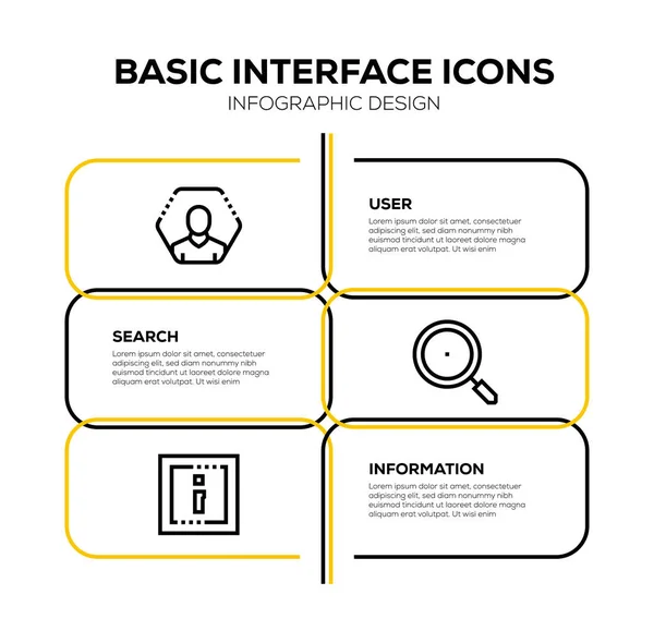 Set Iconico Interfaccia Base — Foto Stock