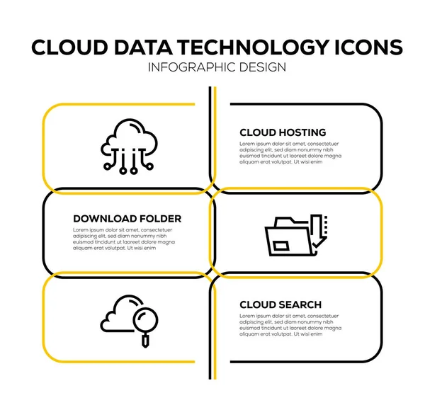 Sada Ikon Dat Technologie Cloud — Stock fotografie