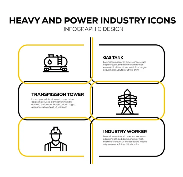 Zestaw Ikon Dla Przemysłu Ciężkiego Energetyka — Zdjęcie stockowe