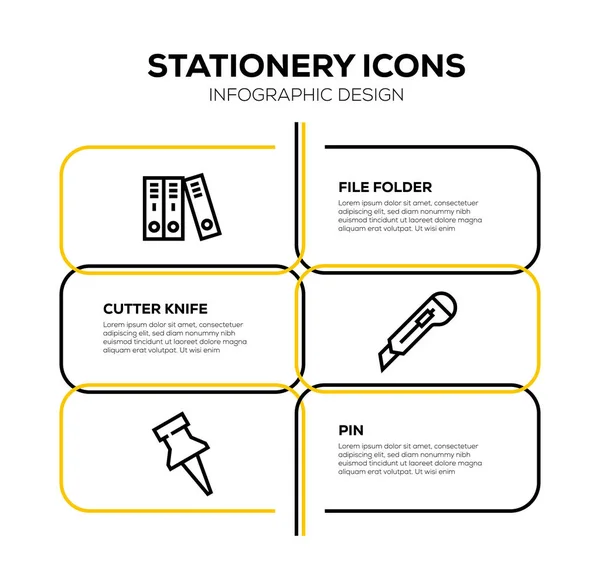Papeterie Icon Set Illustration — Stockfoto