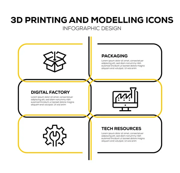 Druck Und Modellierung Icon Set — Stockfoto