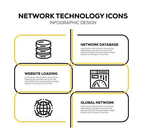 Hálózati Technológiai Ikonkészlet Illusztráció — Stock Fotó