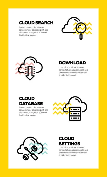 Linha Tecnologia Dados Cloudos Icon Conceito — Fotografia de Stock