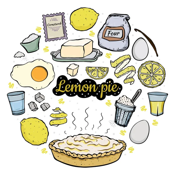 Receita de torta de limão aberta — Vetor de Stock