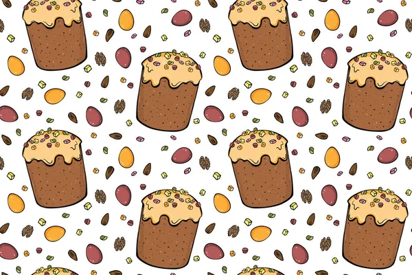Easter cake seamless pattern — Stock Vector