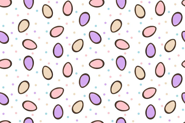 Cute Colourful Easter Cookies Pattern Simple Black Outline Isolated White — Stock Vector
