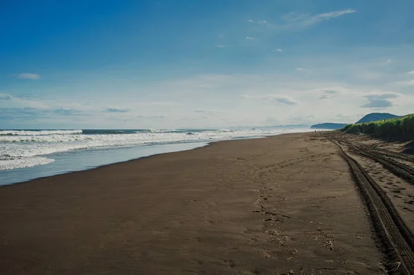 Praia Halaktyr Kamchatka Federação Russa Praia Areia Cor Quase Negra — Fotografia de Stock