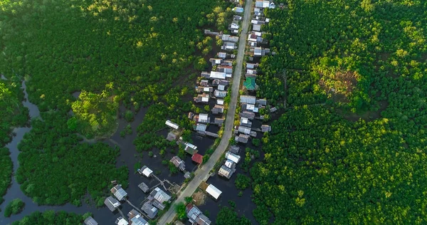 Köy Mangrov Orman Nehir Siargao Adası Üzerinde Hava Görünümünü Filipinler — Stok fotoğraf