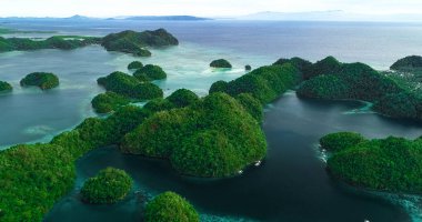 Sugba lagün hava görünümünü. Güzel manzara ile mavi deniz lagün, Milli Parkı, Siargao Adası, Filipinler.