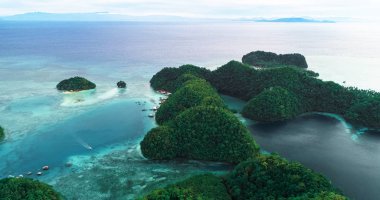 Sugba lagün hava görünümünü. Güzel manzara ile mavi deniz lagün, Milli Parkı, Siargao Adası, Filipinler.