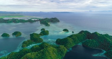 Aerial view of Sugba lagoon. Beautiful landscape with blue sea lagoon, National Park, Siargao Island, Philippines. clipart