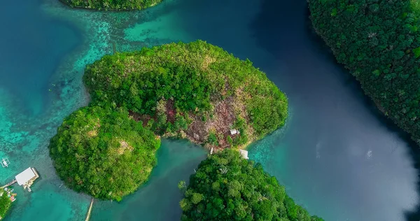 Letecký Pohled Sugba Lagunu Krásná Krajina Modré Mořské Laguny Národní — Stock fotografie