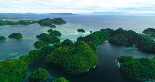 Vista Aérea Laguna Sugba Hermoso Paisaje Con Laguna Azul Parque —  Fotos de Stock