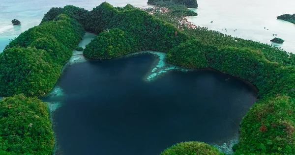 Vista Aérea Laguna Sugba Hermoso Paisaje Con Laguna Azul Parque — Foto de Stock