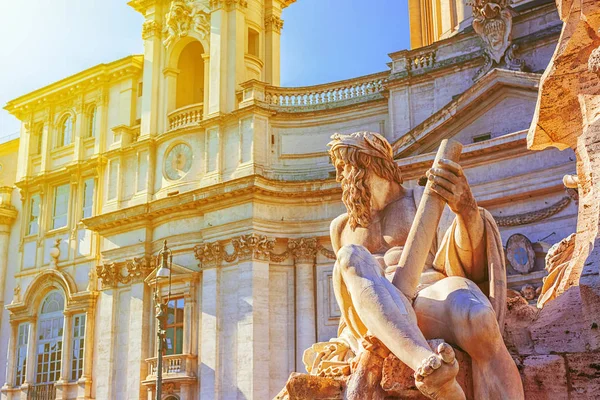 Fonte Praça Piazza Navona Roma Itália — Fotografia de Stock