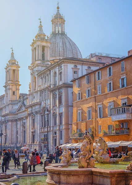 Rome Italie Novembre 2018 Fontaine Sur Place Piazza Navona Rome — Photo