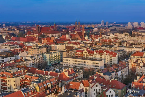 Vista aérea del centro de la ciudad Wroclaw, Polonia — Foto de Stock