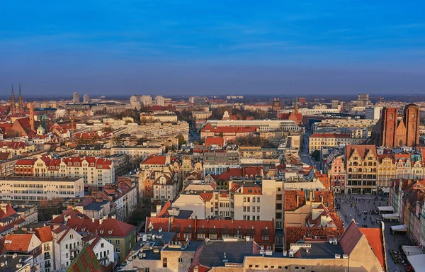 Bovenaanzicht van het centrum van de stad Wroclaw, Polen — Stockfoto