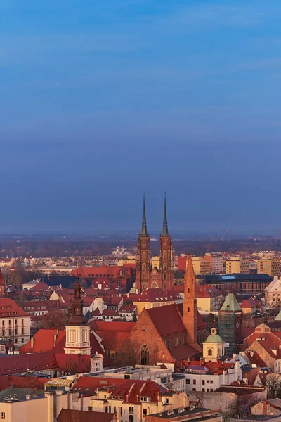 Flygvy på centrum av staden Wroclaw, Polen — Stockfoto