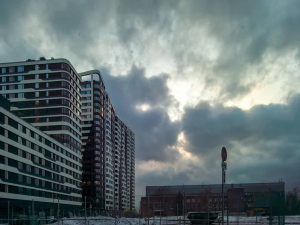 Moskau Russland Februar 2020 Neue Moderne Gebäude Der Wohnanlage Symbol — Stockfoto