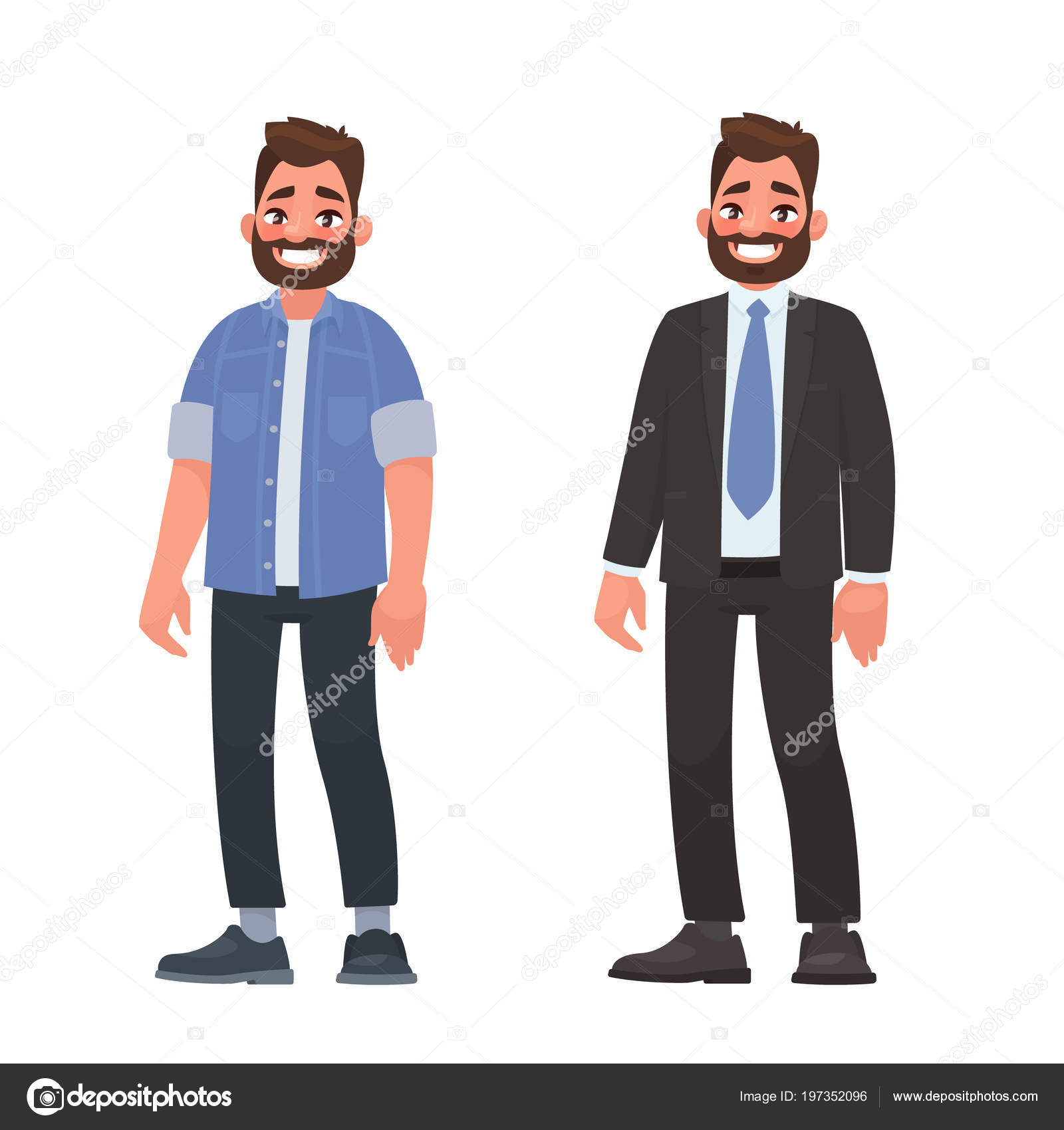 Hombre Barbudo Guapo Ropa Casual Negocios Persona Vestida Con