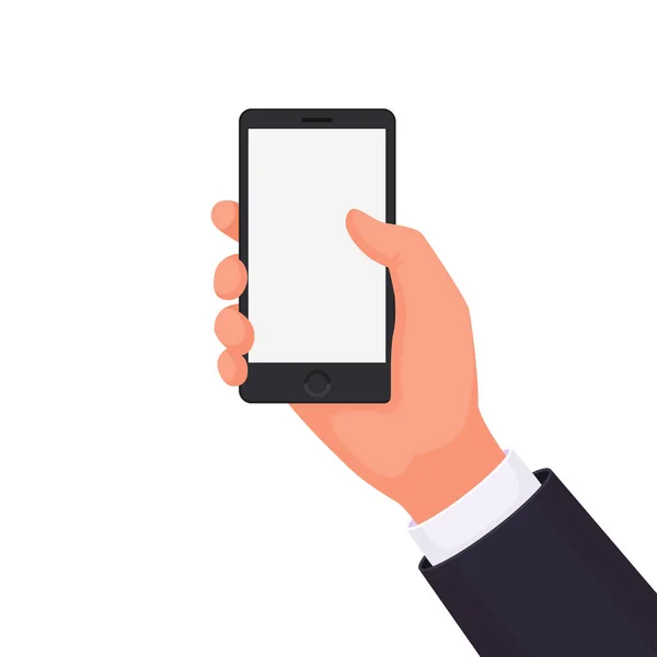 Ruce Drží Telefon Bílém Pozadí Chcete Místo Vašeho Produktu Služby — Stockový vektor