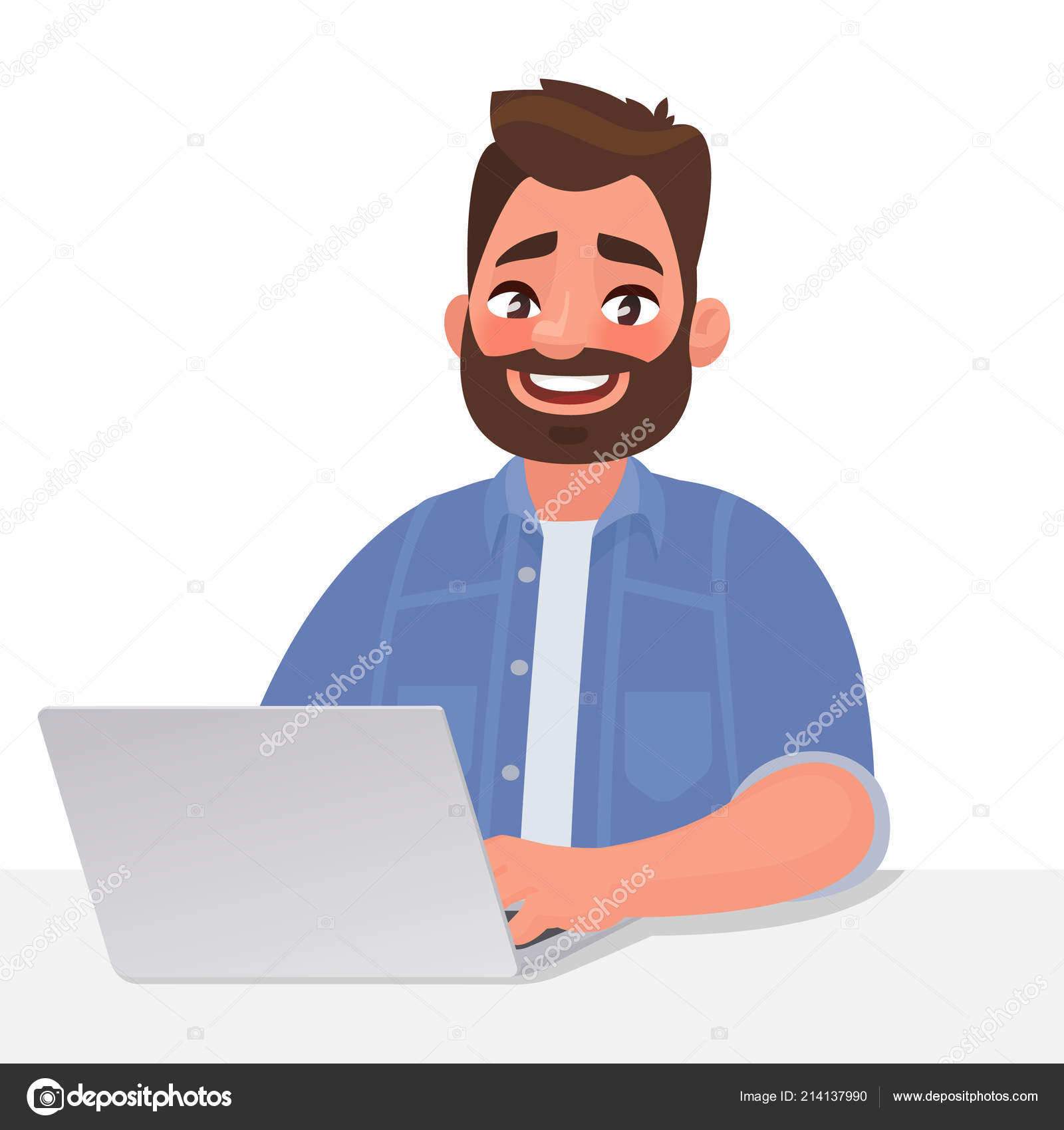 Business Man Laptop Work Computer Vector Illustration Cartoon Style Stock  Vector Image by © #214137990