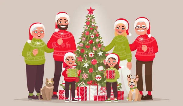 Šťastná rodina na Vánoce s dárky. Vektorové ilustrace f — Stock Vektor ©  lexam165.gmail.com #126252034
