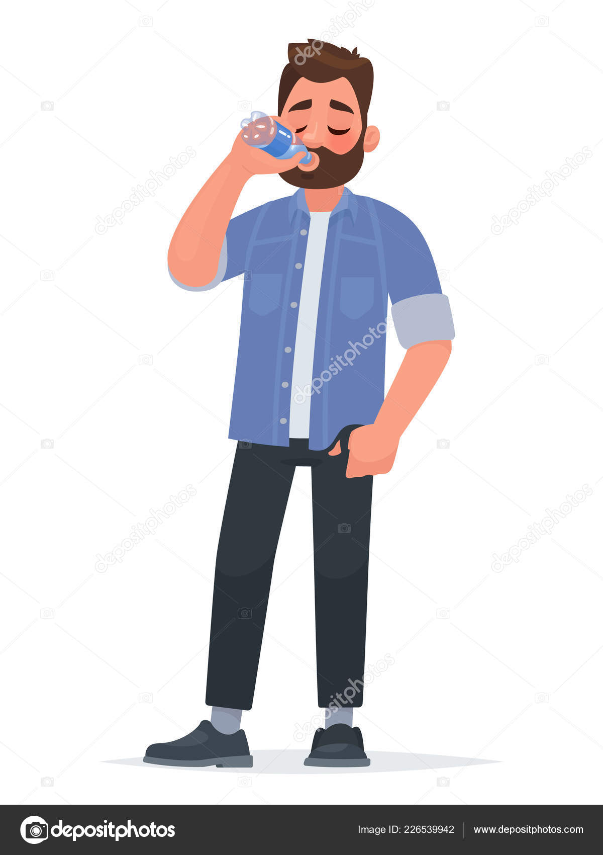 Handsome Man Drinking Water Bottle Thirst Concept Healthy Lifestyle Vector Stock Vector Image by © #226539942 Handsome Man Drinking Water Bottle Thirst Concept Healthy Lifestyle Vector Stock Vector Image by © #226539942